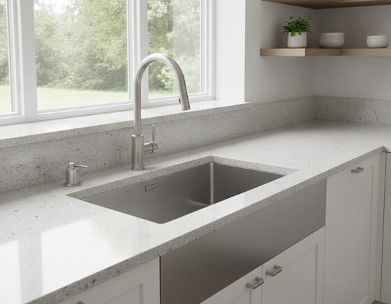 Freestanding stainless steel laundry tub on a metal stand